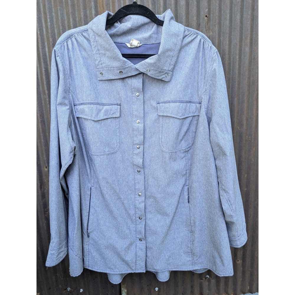 Duluth Trading Jacket Women 2X Blue Vented Packable UV Protect Hiking Outdoor